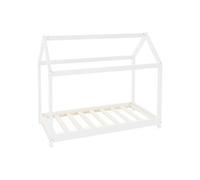 ML-Design Lit cabane enfant 80×160 cm – toit et sommier à lattes, bois de pin massif, blanc