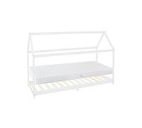 ML-Design Lit d'Enfants 90x200 cm Blanc avec Matelas à Mousse Froide, H:16 cm, Housse