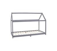 ML-Design Lit Cabane Enfant 90x200 cm avec Toit et Sommier à Lattes, Gris Clair en Bois