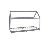 ML-Design Lit Cabane Enfant 90x200 cm avec Toit et Sommier à Lattes, Gris Clair en Bois