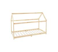 ML-Design Lit Cabane Enfant 90x200 cm avec Toit et Sommier à Lattes, Naturel en Bois de