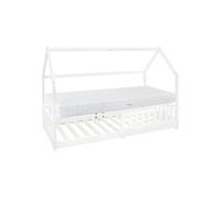 ML-Design Lit d'Enfants 90x200 cm Blanc avec Matelas à Mousse Froide, H:16 cm, Housse Blanc