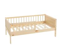 ML-Design Lit d'enfant 70x140 cm, naturel, lit simple pour enfants avec sommier à lattes et protection contre les chutes, lit en