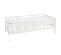 ML-Design Lit d'enfant 80x160cm avec matelas, blanc lit simple avec sommier à lattes et protection contre les chutes, en bois de pin