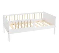 ML-Design lit d'enfant design simple 70x140 cm blanc-naturel en bois de pin massif avec sommier à lattes protection contre les chutes pour garçons et filles sans matelas matériel de montage inclus Bei