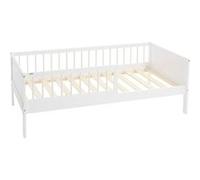ML-Design lit d'enfant design simple 80x160 cm blanc en bois de pin massif avec sommier à lattes protection contre les chutes pour garçons et filles sans matelas matériel de montage inclus Beige G