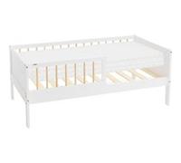 ML-Design lit d'enfant design simple matelas inclus 70x140 cm blanc-naturel en bois de pin massif avec sommier à lattes protection contre les chutes pour adolescent garçons filles matériel de montage