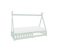 ML-Design Lit Enfant Tipi 90x200 cm Menthe avec Matelas à Mousse Froide Polyester, H:10