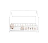 ML-Design Lit d'Enfant en Bois de Pin Massif Blanc 160x80 cm, Protection Contre les