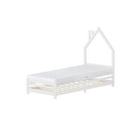 ML-Design Lit d'Enfant en Forme de Maison 90x200 cm avec Matelas en Mousse Housse