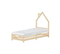 ML-Design Lit d'Enfant en Forme de Maison 90x200 cm avec Matelas en Mousse Housse