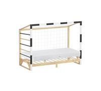 ML-Design Lit d'Enfant Football 90x200 cm avec Matelas en Mousse Housse Amovible, Blanc et