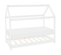 ML-Design Lit d'enfant avec toit et sommier à lattes 80x160 cm Blanc en pin