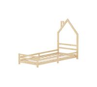 ML-Design Lit d'Enfant Maison 90x200 cm Naturel, en Bois de Pin Massif, avec Sommier à