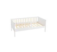 ML-Design Lit d'enfant Simple 70x140 cm, Blanc-Naturel, en Bois de Pin, avec Sommier à
