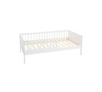 ML-Design lit d'enfant design simple 80x160 cm blanc en bois de pin massif avec sommier à lattes protection contre les chutes pour garçons et filles