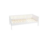 ML-Design Lit d'enfant Simple 80x160 cm, Blanc-Naturel, en Bois de Pin, avec Sommier à Lattes et Protection Contre Les Chutes, sans Matelas, Cadre de Lit pour Garçons & Filles, Matériel de Montage
