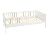 ML-Design Lit d'enfant Simple 80x160 cm, Blanc-Naturel, en Bois de Pin, avec Sommier à