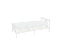 ML-Design Lit d'Enfant Simple, 90x200 cm, Blanc, Matelas à Mousse Froide Polyester, H:10 cm, Housse Amovible, Sommier à Lattes, avec Tête et Pieds en