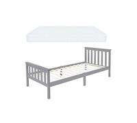 ML-Design Lit d'Enfant Simple 90x200 cm Gris Clair avec Matelas à Mousse Froide Polyester,
