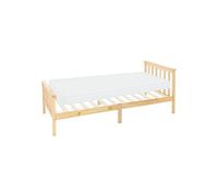 ML-Design Lit d'Enfant Simple 90x200 cm Naturel avec Matelas à Mousse Froide Polyester,