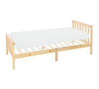 ML-Design Lit d'Enfant Simple 90x200 cm Naturel avec Matelas à Mousse Froide Polyester, H:10 cm, Housse Amovible, Sommier à Lattes, avec Tête et