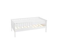ML-Design Lit d'enfant Simple avec Matelas 70x140 cm, Blanc, en Bois de Pin, avec Sommier à Lattes et Protection Contre Les Chutes, Cadre de Lit pour Garçons & Filles, Matériel de Montage Inclus