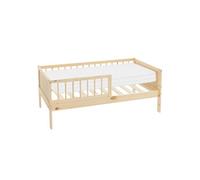 ML-Design Lit d'enfant Simple avec Matelas 70x140 cm, Naturel, en Bois de Pin, avec Sommier à Lattes et Protection Contre Les Chutes, Cadre de Lit pour Garçons & Filles, Matériel de Montage Inclus