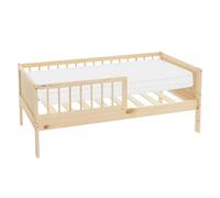 ML-Design Lit d'enfant Simple avec Matelas 70x140 cm, Naturel, en Bois de Pin, avec Sommier à Lattes et Protection Contre Les Chutes, Cadre de Lit pour Garçons & Filles, Matériel de Montage Inclus