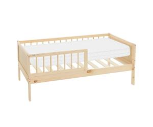 ML-Design Lit d'enfant Simple avec Matelas 70x140 cm, Naturel, en Bois de Pin, avec Sommier à Lattes et Protection Contre Les Chutes, Cadre de Lit pour Garçons & Filles, Matériel de Montage Inclus