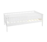 ML-Design Lit d'enfant Simple avec Matelas 80x160 cm, Blanc, en Bois de Pin, avec Sommier à Lattes et Protection Contre Les Chutes, Cadre de Lit pour Garçons & Filles, Matériel de Montage Inclus