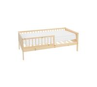 ML-Design Lit d'enfant Simple avec Matelas 80x160 cm, Naturel, en Bois de Pin, avec Sommier à Lattes et Protection Contre Les Chutes, Cadre de Lit pour Garçons & Filles, Matériel de Montage Inclus