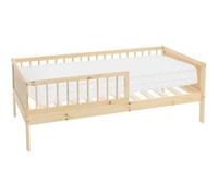 ML-Design Lit d'enfant Simple avec Matelas 80x160 cm, Naturel, en Bois de Pin, avec Sommier à Lattes et Protection Contre Les Chutes, Cadre de Lit pour Garçons & Filles, Matériel de Montage Inclus