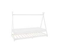 ML-Design Lit d'Enfant Tipi 90x200 cm Blanc avec Matelas à Mousse Froide Hypoallergénique