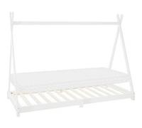 ML-Design Lit d'Enfant Tipi 90x200 cm Blanc avec Matelas à Mousse Froide Hypoallergénique