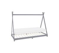 ML-Design Lit d'Enfant Tipi 90x200 cm Gris Clair avec Matelas à Mousse Froide
