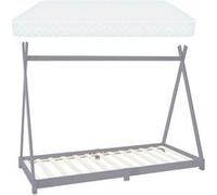 ML-Design Lit d'Enfant Tipi 90x200 cm Gris Clair avec Matelas à Mousse Froide
