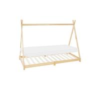 ML-Design Lit d'Enfant Tipi 90x200 cm Naturel avec Matelas à Mousse Froide