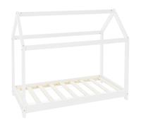 ML-Design Lit cabane enfant 80×160 cm – toit et sommier à lattes, bois de pin massif, blanc