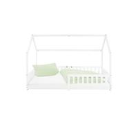 ML-Design Lit d'Enfants Blanc avec Protection Contre les Chutes en Bois de Pin Massif