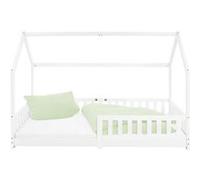 ML-Design Lit d'Enfants Blanc avec Protection Contre les Chutes en Bois de Pin Massif
