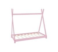 ML-Design Lit d'Enfants Tipi 70x140 cm avec Sommier à Lattes, en Bois Massif Rose, Lit