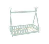 ML-Design Lit d'Enfants Tipi 70x140cm Vert Menthe avec Protection contre les Chutes et