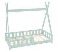 ML-Design Lit d'Enfants Tipi 70x140cm Vert Menthe avec Protection contre les Chutes et Sommier à Lattes, Bois de Pin