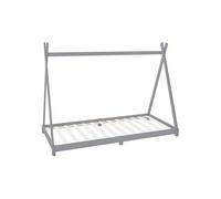 ML-Design Lit d'Enfants Tipi 90x200 cm avec Sommier à Lattes, Bois Massif, Gris Clair, Lit