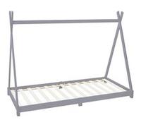 ML-Design Lit d'Enfants Tipi 90x200 cm avec Sommier à Lattes, Bois Massif, Gris Clair, Lit