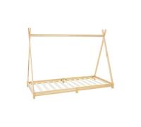 ML-Design Lit d'Enfants Tipi 90x200 cm avec Sommier à Lattes, Bois Massif, Naturel, Lit