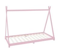Lit tipi pour enfants indien en bois massif sommier à lattes rose 200x90 cm