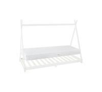 ML-Design Lit d'Enfants Tipi 90x200 cm Blanc avec Matelas à Mousse Froide, H:16 cm, Housse
