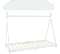 ML-Design Lit d'Enfants Tipi 90x200 cm Blanc avec Matelas à Mousse Froide, H:16 cm, Housse